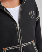 SUPER QT BOXY ZIP UP HOODIE - JET BLACK