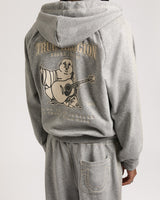 SUPER T BOXY ZIP UP - HEATHER GREY