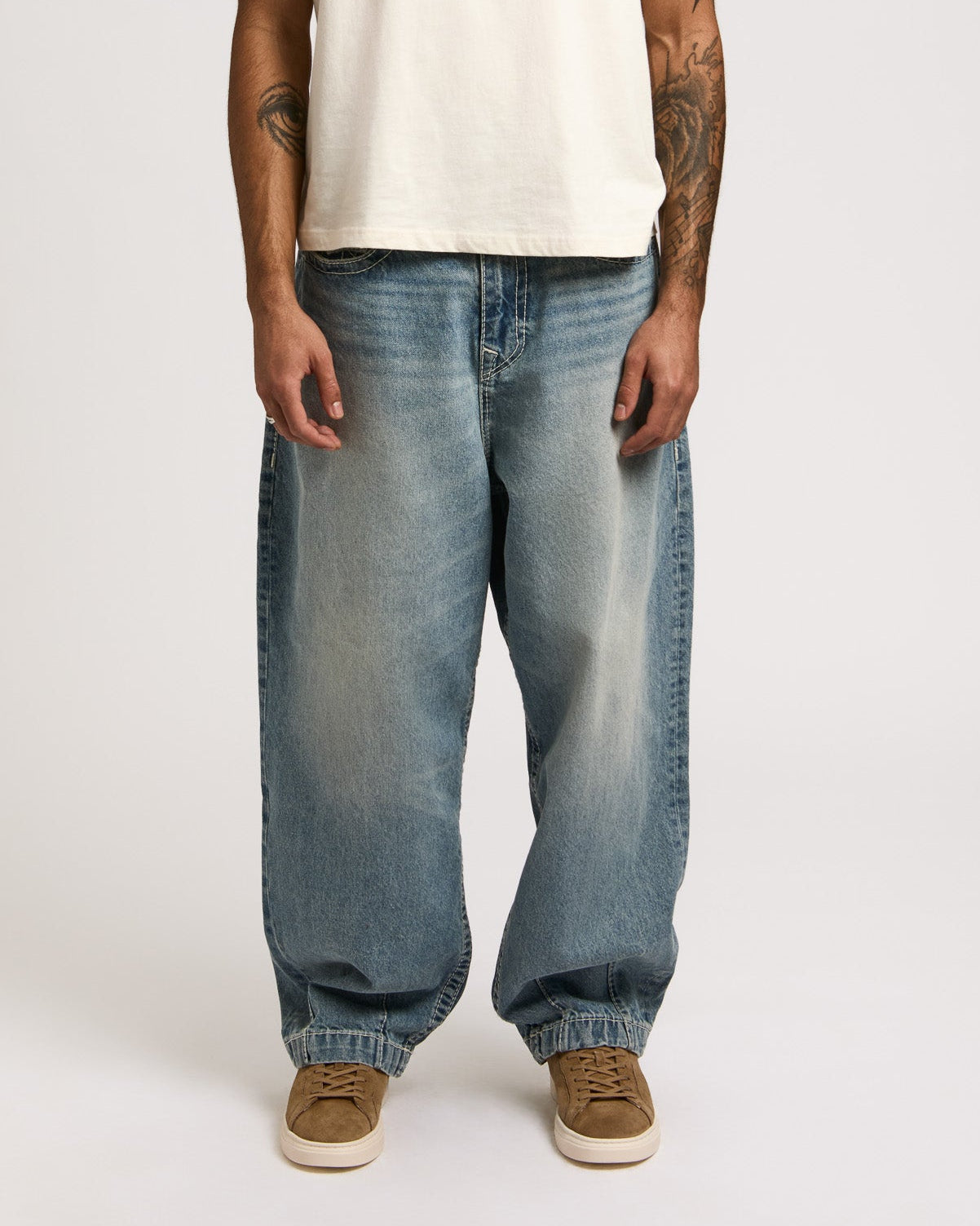DANNY BARREL BIG T FLAP - SHATTERED MEDIUM INDIGO WASH
