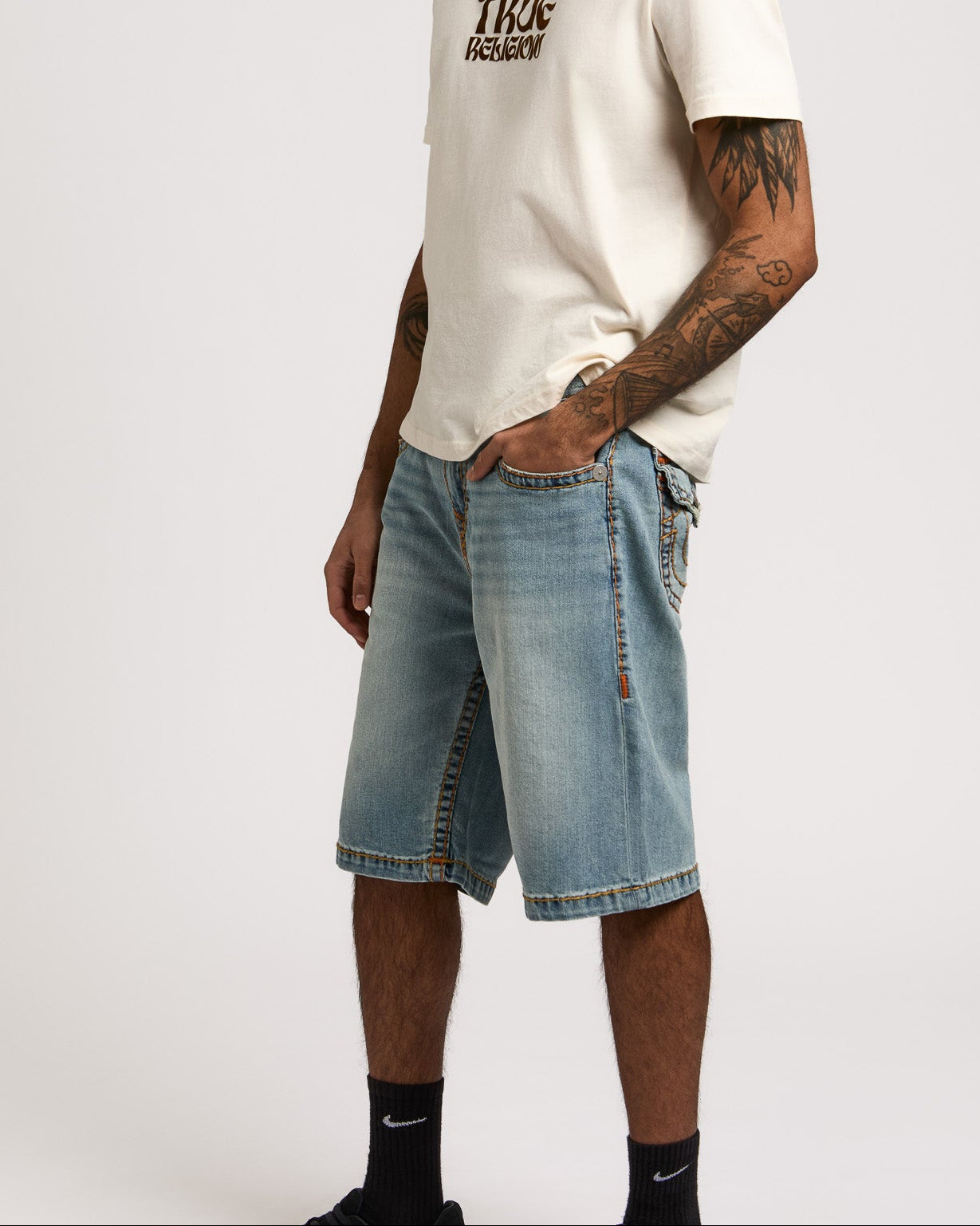 VINNY SUPERT FLAP SHORT - SHATTTERED MEDIUM WASH