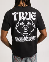 SS WAVY LOGO BUDDHA FACE TEE - JET BLACK