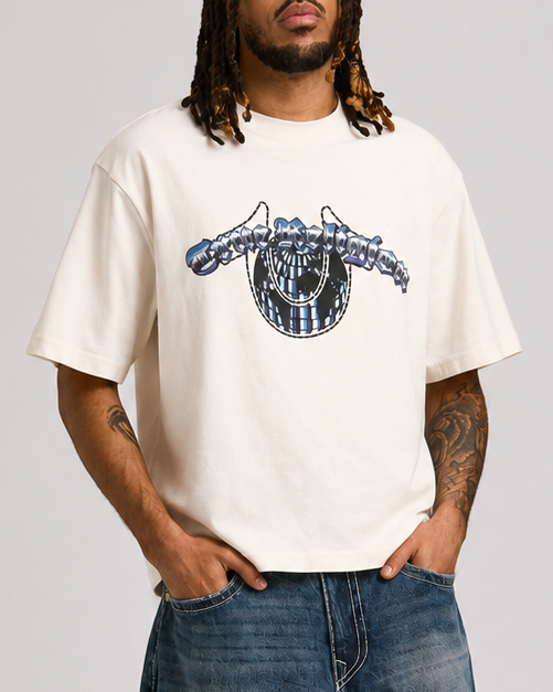 CHROME LOGO BOXY TEE - WINTER WHITE