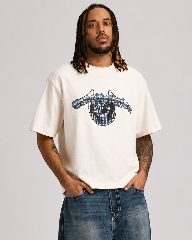 CHROME LOGO BOXY TEE - WINTER WHITE