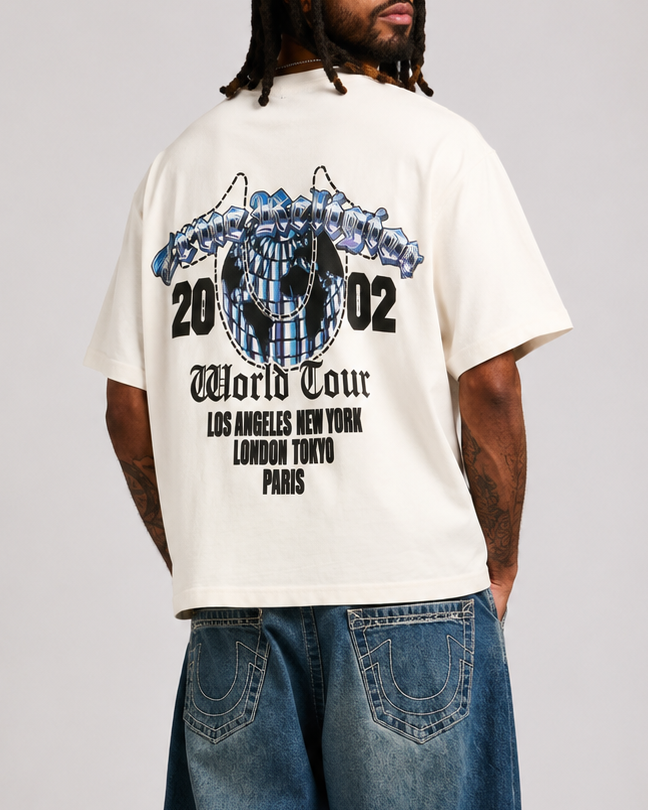 CHROME LOGO BOXY TEE - WINTER WHITE