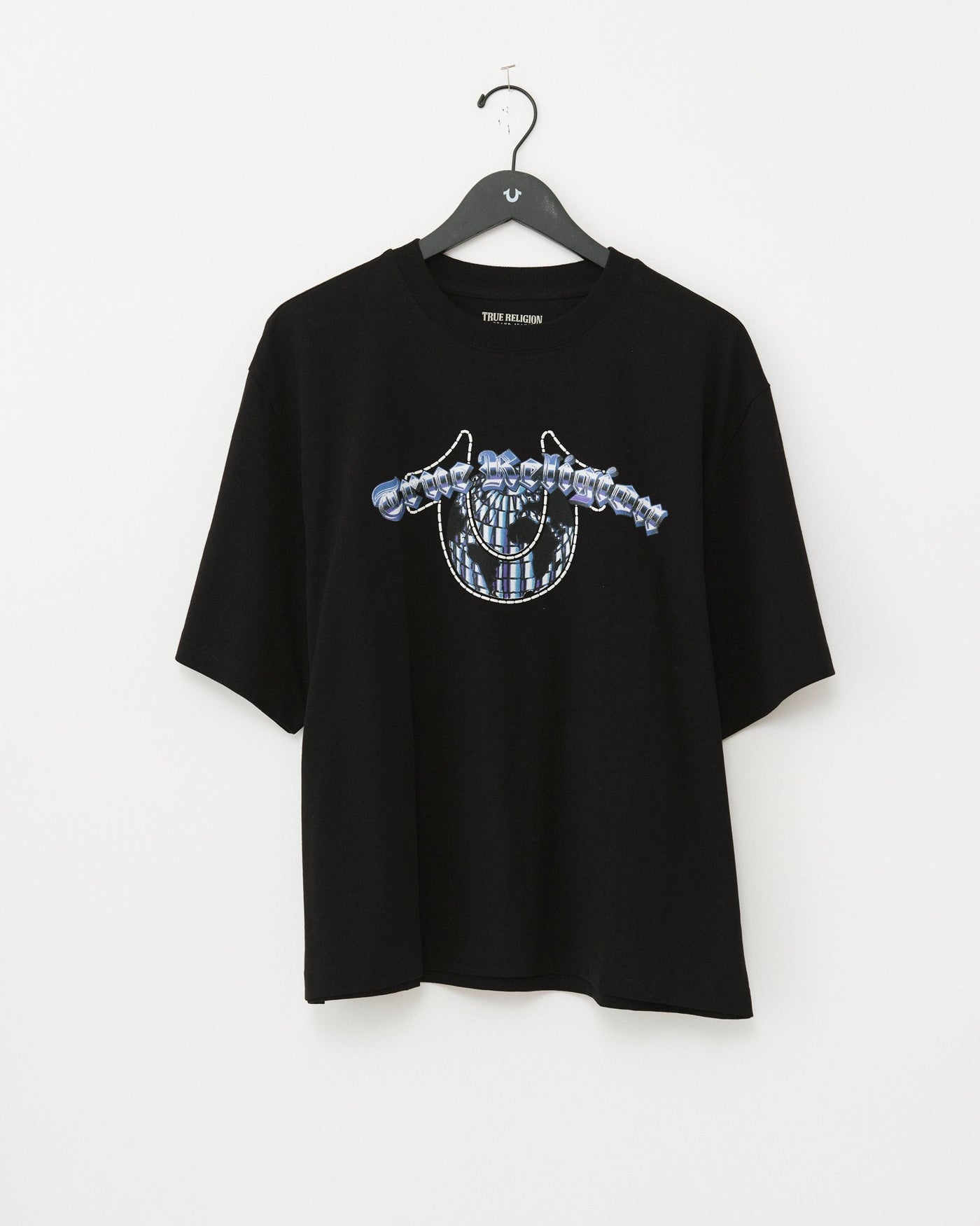 CHROME LOGO BOXY TEE - JET BLACK