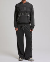 APPLIQUE BIG T BOXY HOODIE - JET BLACK