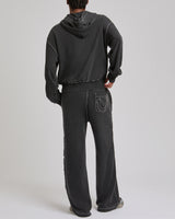 APPLIQUE BIG T BOXY HOODIE - JET BLACK