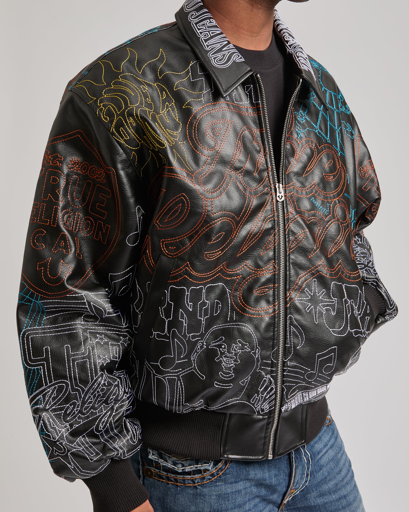 TR TROPHY RETRO BOMBER JACKET - JET BLACK