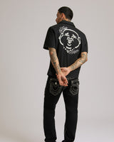 SS FULL ZIP BUDDHA SHIRT - BLACK