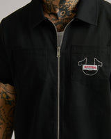 SS FULL ZIP BUDDHA SHIRT - BLACK