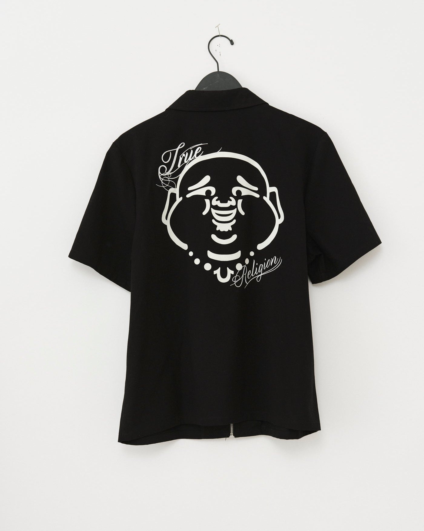 SS FULL ZIP BUDDHA SHIRT - BLACK