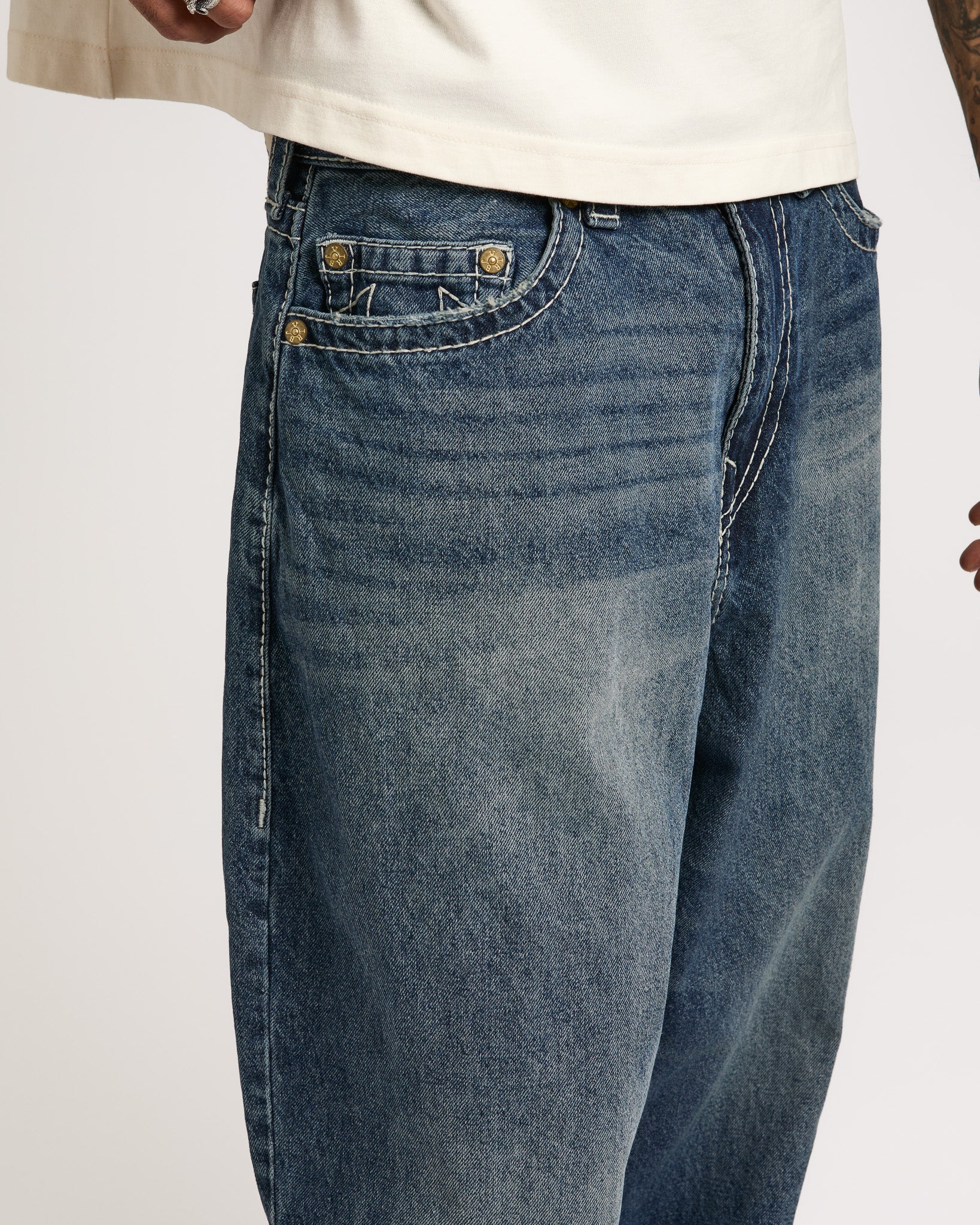 DANNY BARREL BIG T NO FLAP - SHATTERED DARK INDIGO WASH