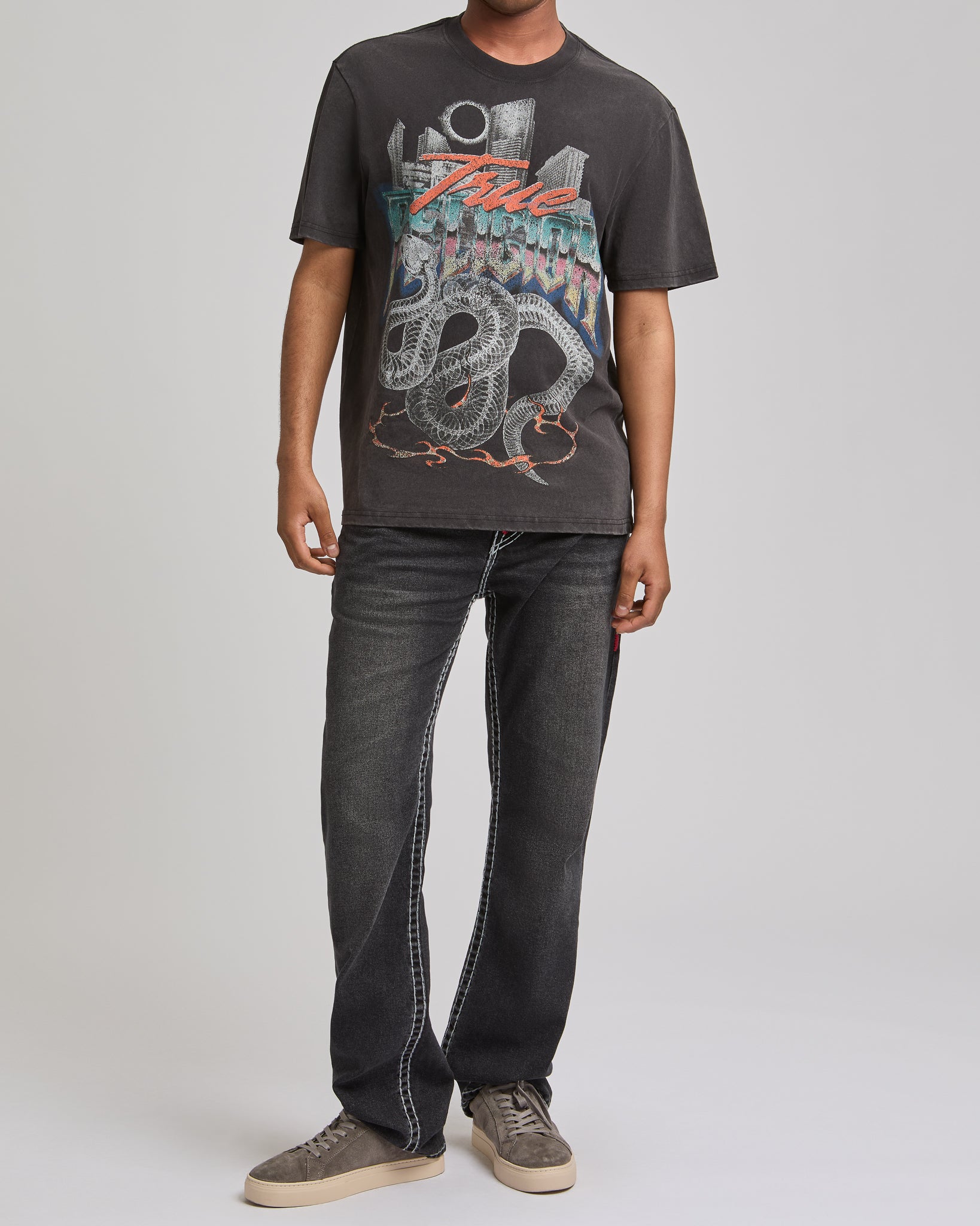 RICKY SUPER T FLAP 34IN - STITCHED IN SMOKE BLACK WASH