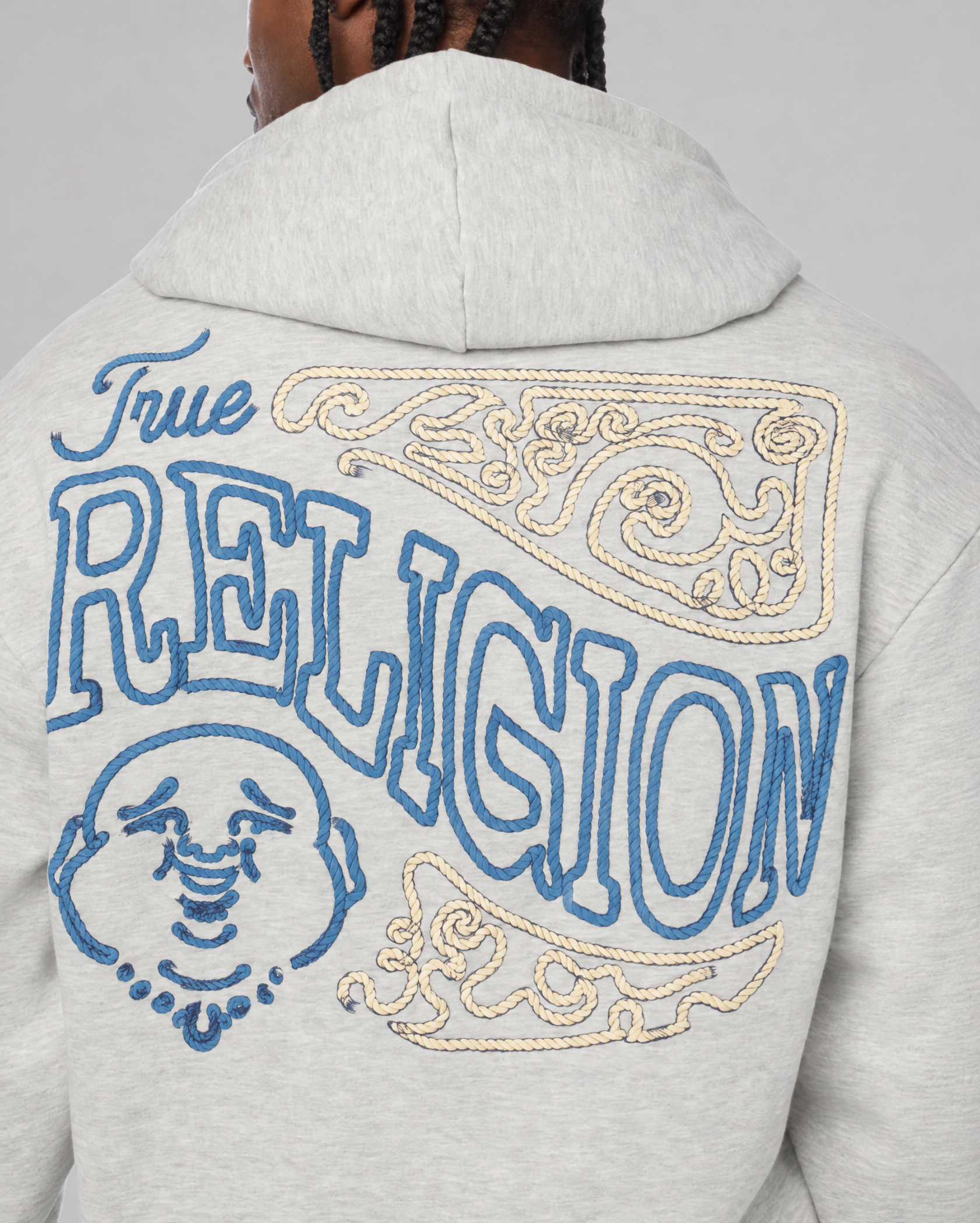 ROPE LOGO ZIP HOODIE - HEATHER GREY