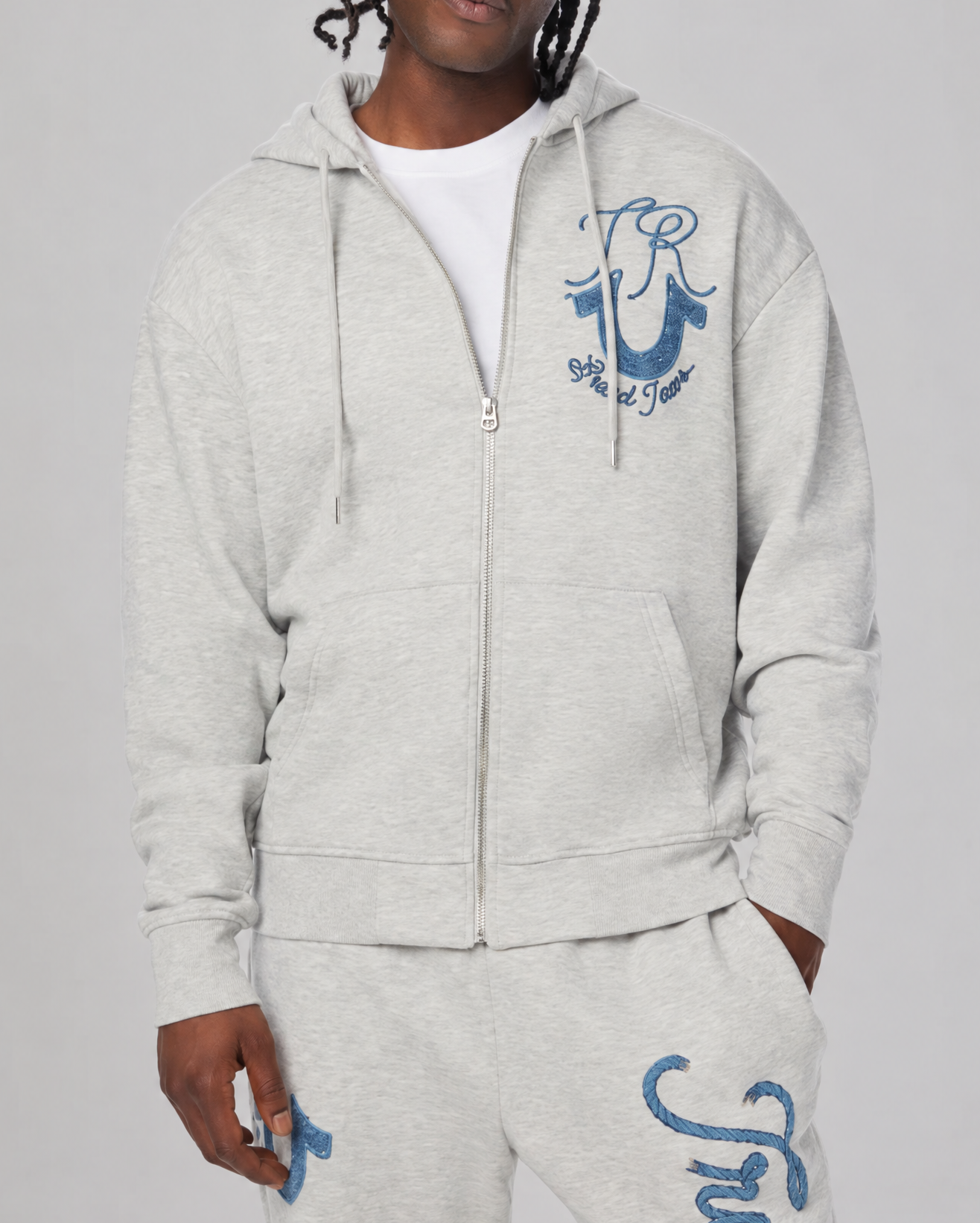 ROPE LOGO ZIP HOODIE - HEATHER GREY