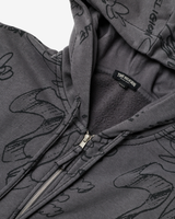DIP DYED BIG T BOXY ZIP HOODIE - VINTAGE BLACK