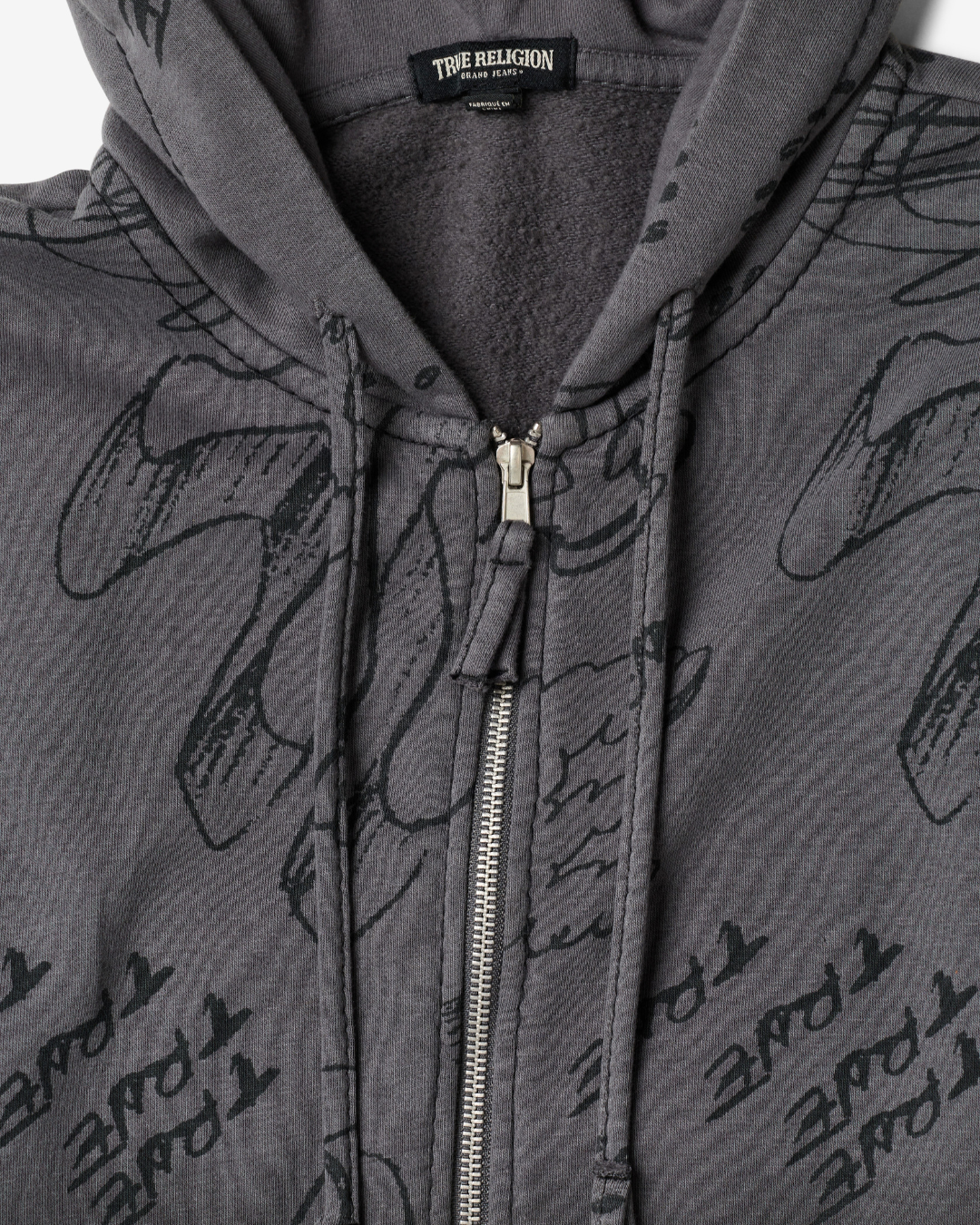 DIP DYED BIG T BOXY ZIP HOODIE - VINTAGE BLACK