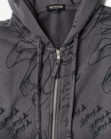 DIP DYED BIG T BOXY ZIP HOODIE - VINTAGE BLACK