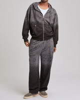 DIP DYED BIG T BOXY ZIP HOODIE - VINTAGE BLACK