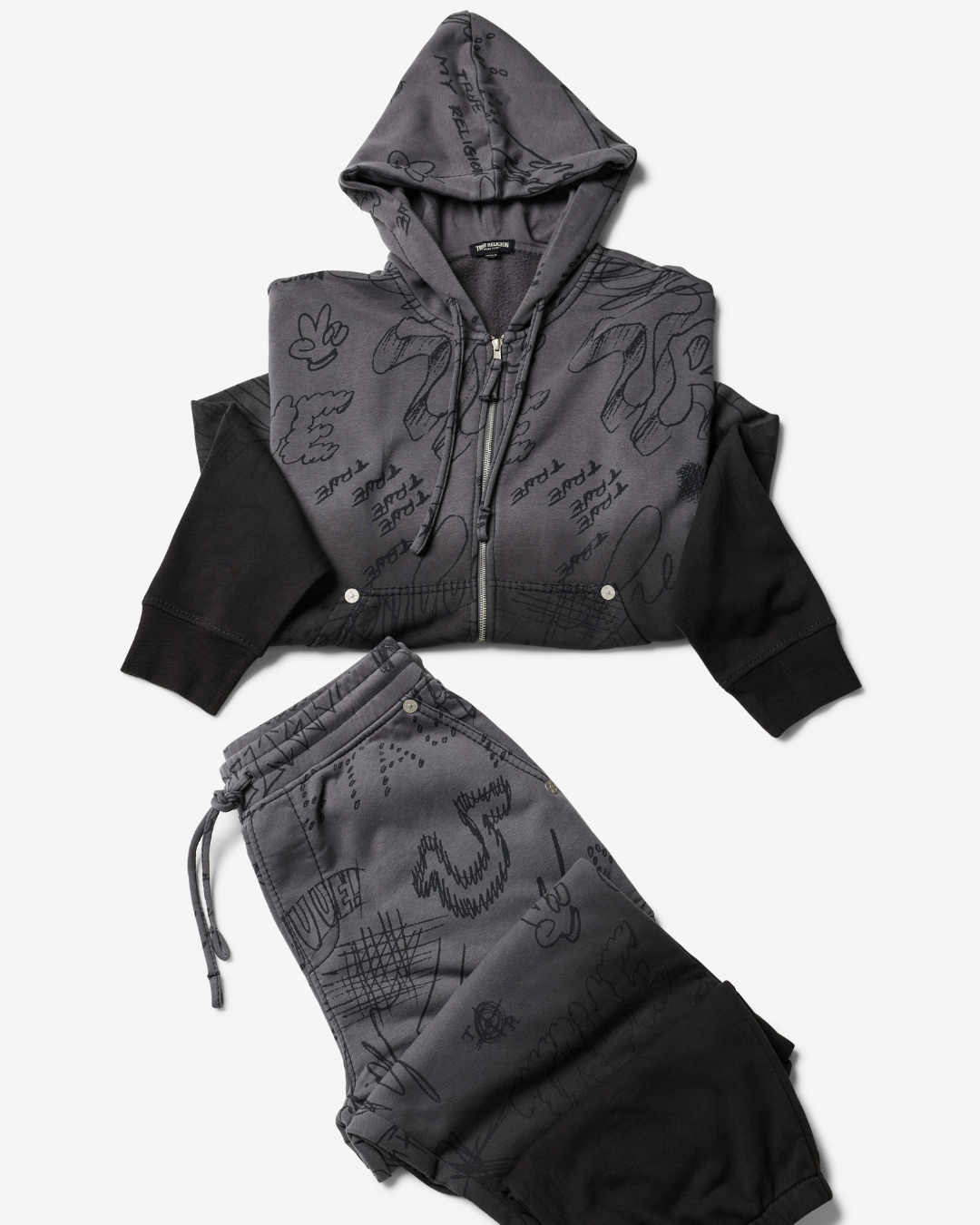 DIP DYED BIG T BOXY ZIP HOODIE - VINTAGE BLACK
