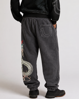 WASHED CRYSTAL BAGGY JOGGER - JET BLACK