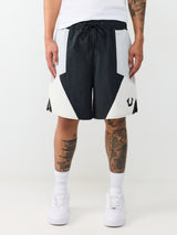 COLOR BLOCK NYLON TRACK SHORT - JET BLACK