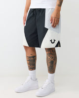 COLOR BLOCK NYLON TRACK SHORT - JET BLACK