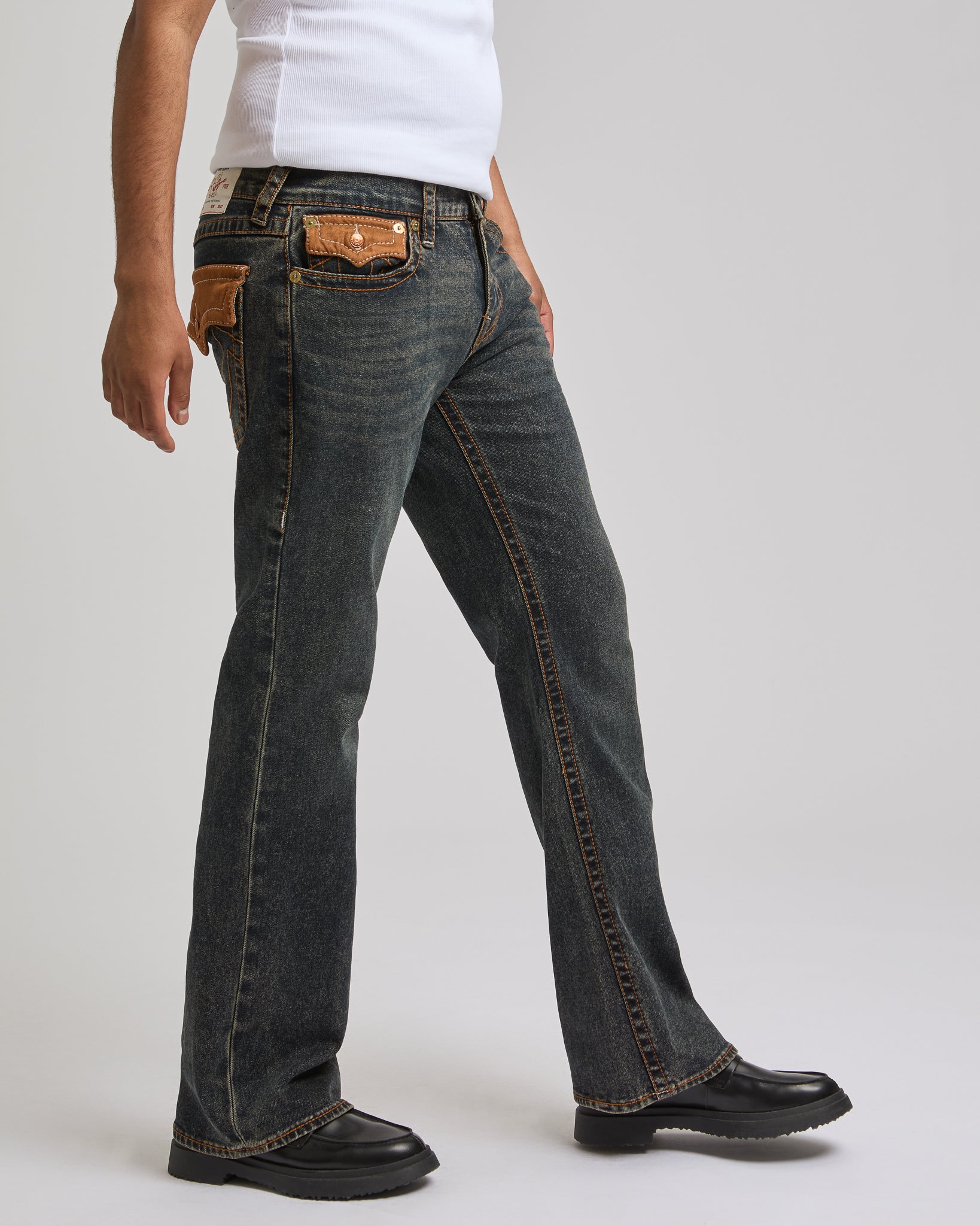 BILLY BIGT FLP ULTRASUEDE 34IN - OILSKIN DUST FADE DARK WASH