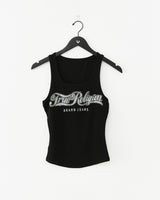 CRYSTAL SQUARE NECK RIB TANK - JET BLACK