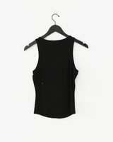 CRYSTAL SQUARE NECK RIB TANK - JET BLACK