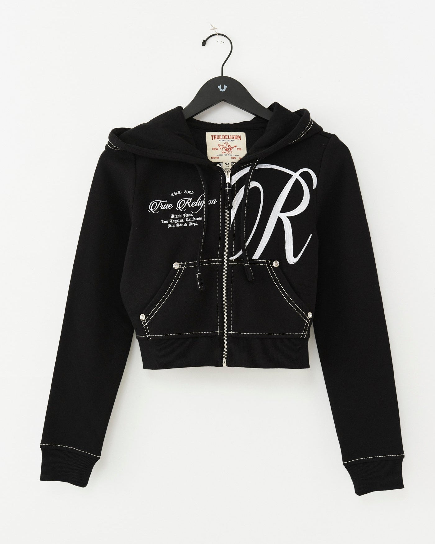 EMBR BIG T SHRUNKN ZIP HOODIE - JET BLACK