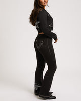 EMBROIDERED MR BIG T BOOTCUT - JET BLACK