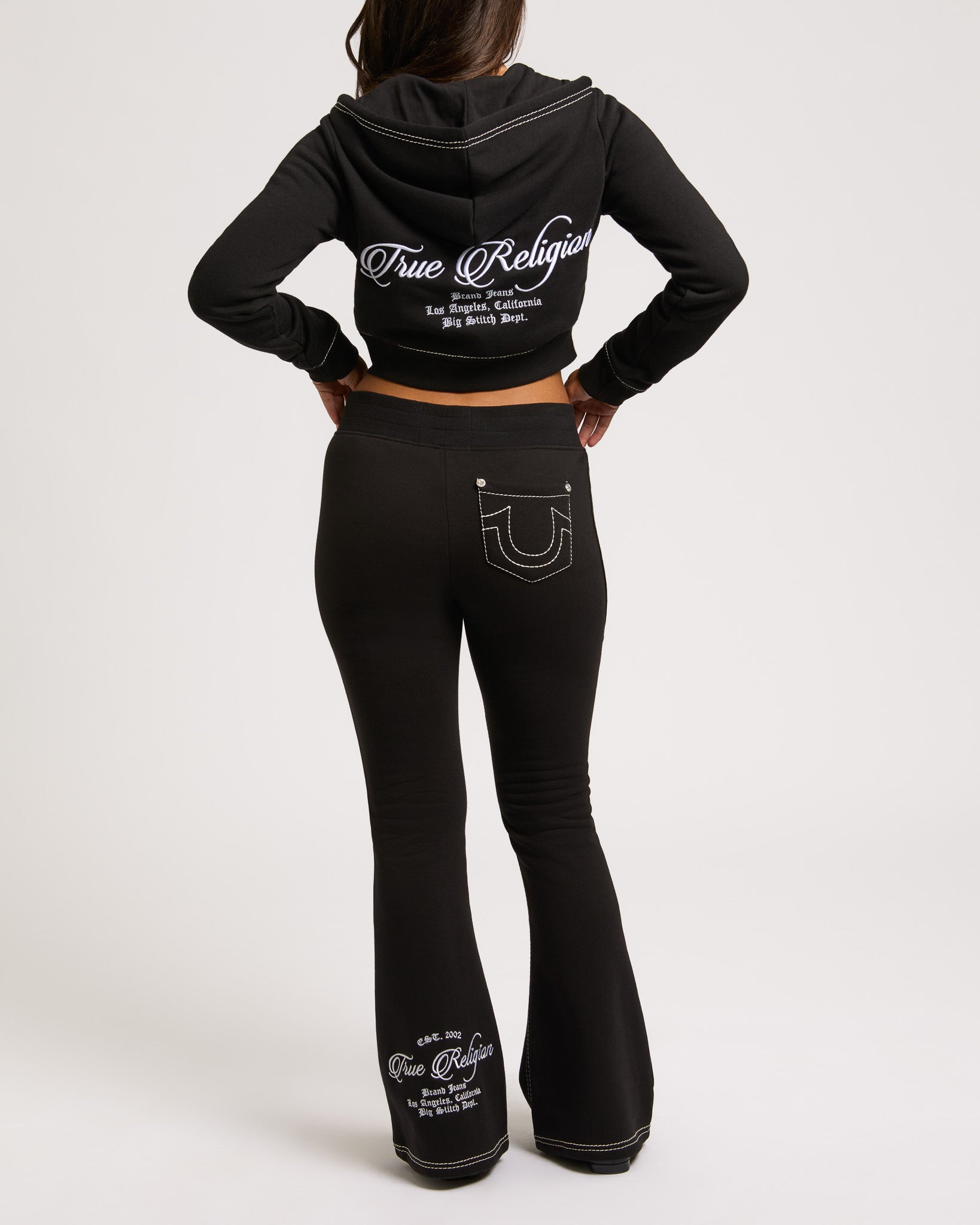 EMBROIDERED MR BIG T BOOTCUT - JET BLACK