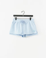 EMBROIDERED LOUNGE SHORTS - CASHMERE BLUE
