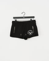 ZIP PKT DOLPHIN HEM HOT SHORTS - JET BLACK