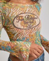 AOP BUTTERFLY LACE LS TOP - DOUBLE CREAM