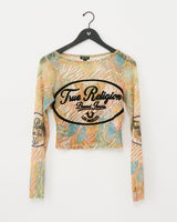 AOP BUTTERFLY LACE LS TOP - DOUBLE CREAM