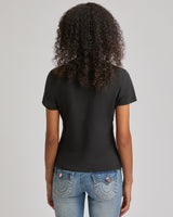 CRYSTAL HS CREW NECK TEE - JET BLACK