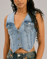 CRYSTAL WING  DENIM VEST - SUGAR SWIRL