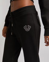 STUDDED MR FLARE PANTS - JET BLACK
