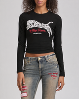 CRYSTAL LS NOTCH TEE - JET BLACK
