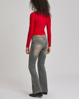 CRYSTAL LS NOTCH TEE - CHILI PEPPER