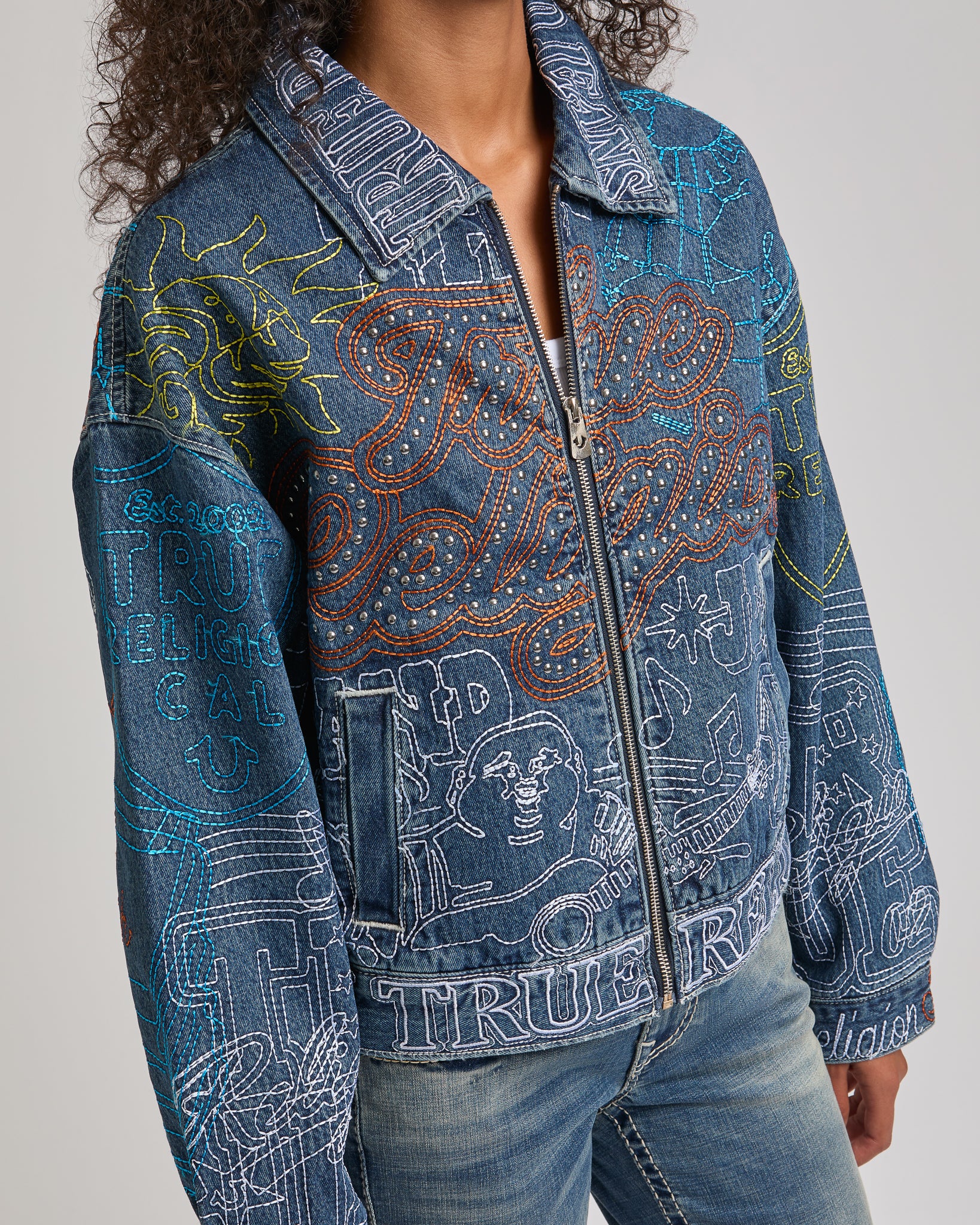 EMBROIDERED GF DENIM JACKET - SOFT HUSTLE
