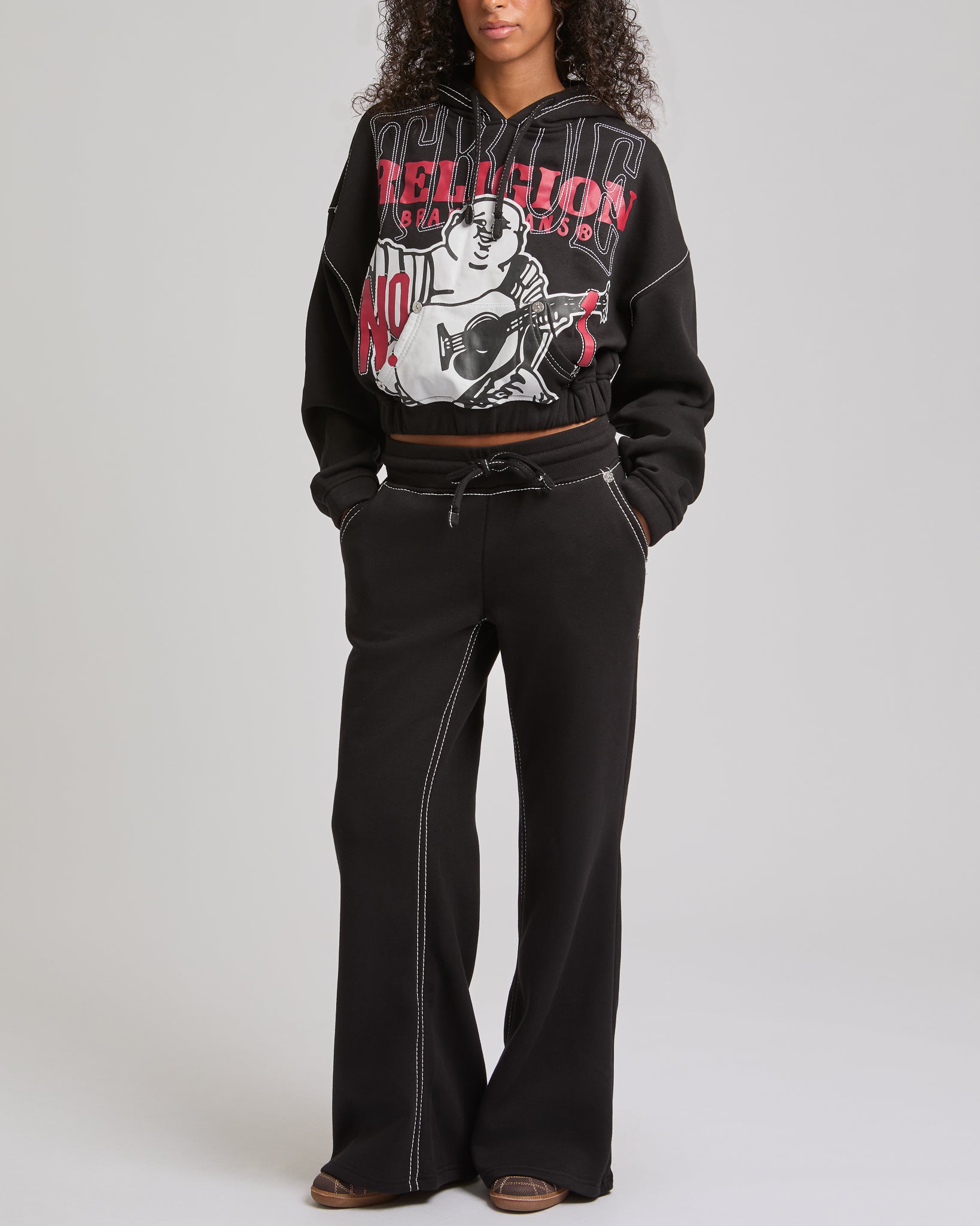 LR BIG T WIDE LEG SWEATPANTS - JET BLACK