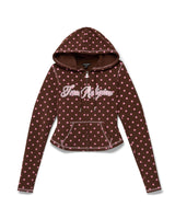 POLKA DOT FITTED ZIP HOODIE - FONDUE FUDGE