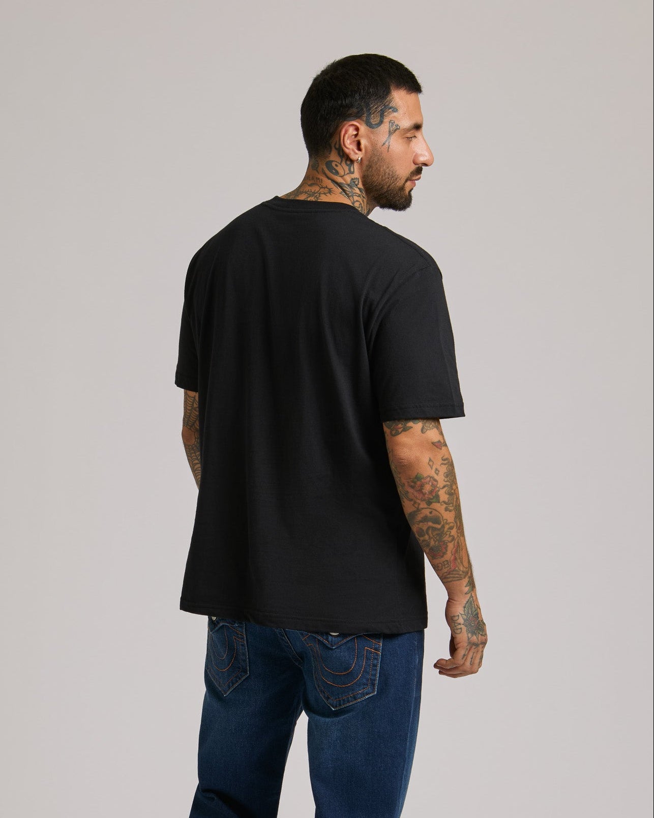 SS CHECKERED BUDDHA TEE - JET BLACK